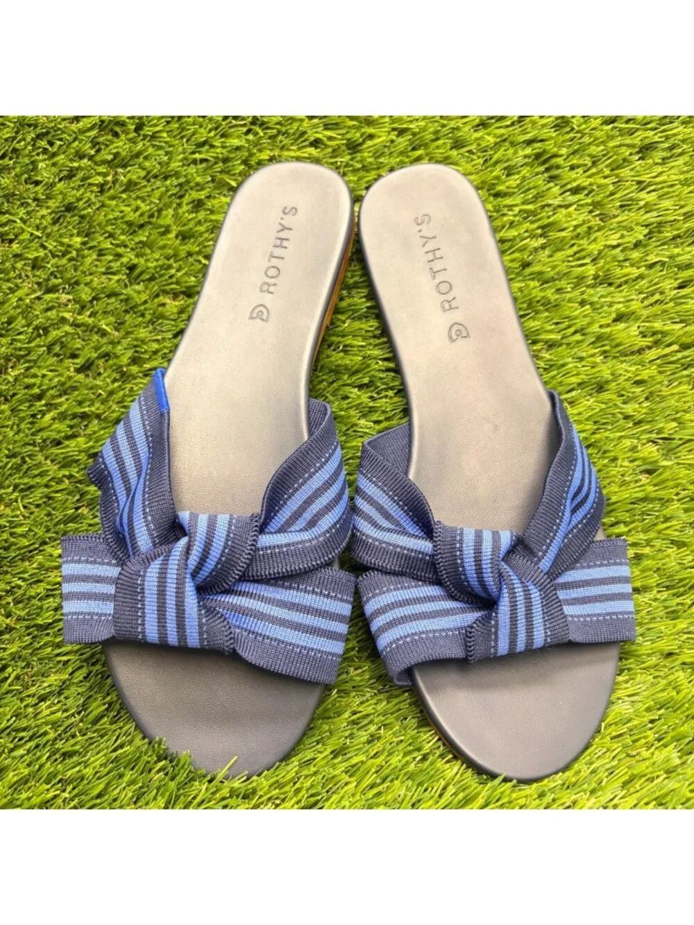 Rothy's The Knot Womens Size 8 Blue Beach Casual Slip On Flats Slid Sandals